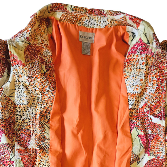 Chico's Floral Sequin Embellished Jacket Multicolor Women's Size 1 (Medium/8) - Picture 6 of 10